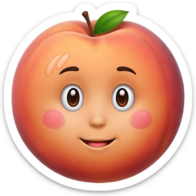 Peach emoji with hand imprint sticker