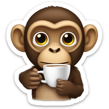 Monkey at call center wearing hump day Tshirt with a cup of coffee in hand sticker