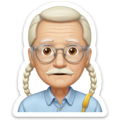 Old man with glasses and long white pony tail sticker