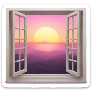 window with pink sunset view  sticker