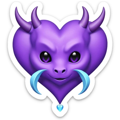 O inima mov,cu trecere spre albastru deschis si coada de drac! sticker