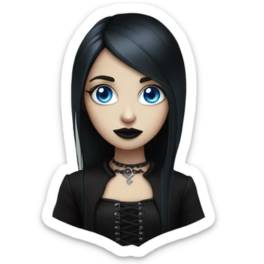 goth girl with blue eyes and black cag sticker