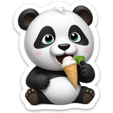 Panda eating ice cream sticker
