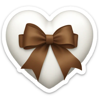 A white heart with brown ribbon sticker