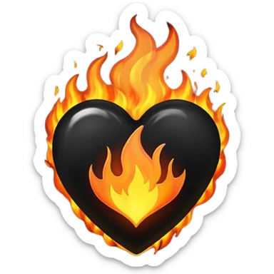 black heart on fire sticker
