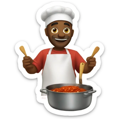 Friday in Jerusalem cooking fish in red sauce  sticker
