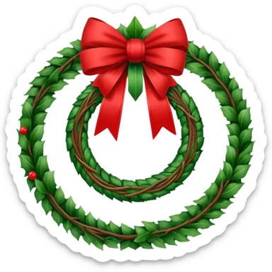 Green wreath with single red bow  sticker