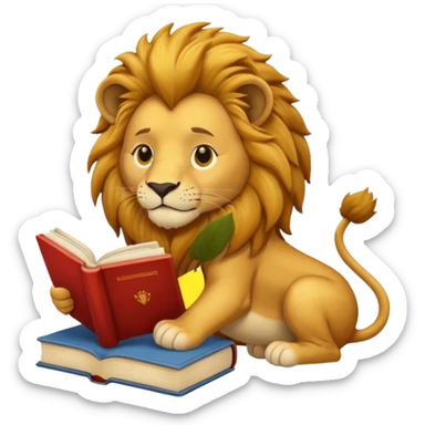 lionb reading book sticker