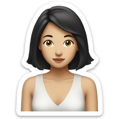 asian girl with medium black hair  sticker