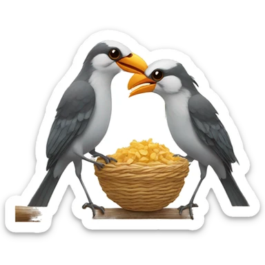 Two birds feeding each other  sticker