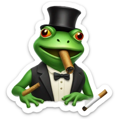 a frog smoking sticker