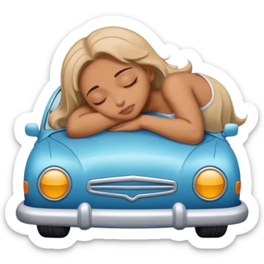 Girl sleeping on car sticker