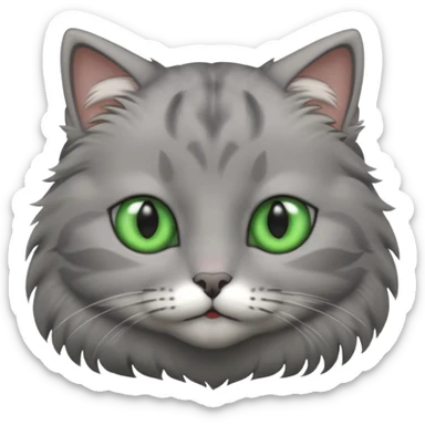 a gray cat with eyes on its FOREHEAD sticker