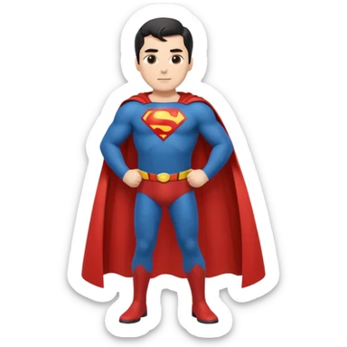 Make a Superman emoji with hands on hips, cape blowing, and the Superman "S" on the front. Make taller sticker