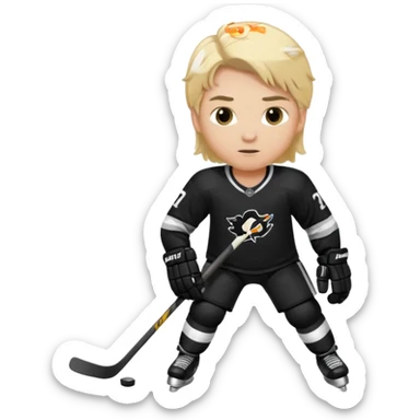 hockey player blonde hair black outfit sticker