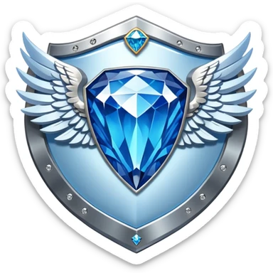 Shield with large wings and a big blue diamond in the center and VIP label sticker