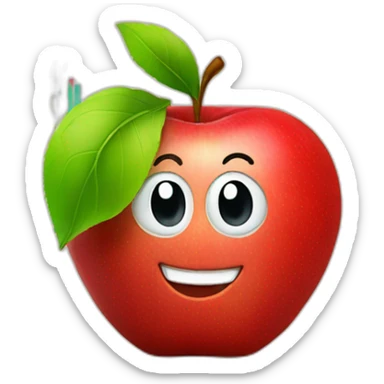 smiling red apple with stock charts sticker