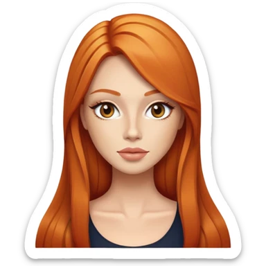 ginger long straight hair with makeup sticker