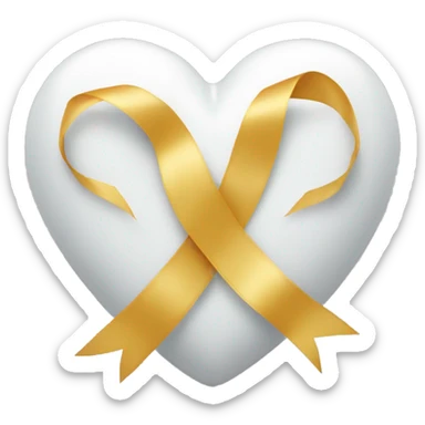 White heart with a ribbon sticker