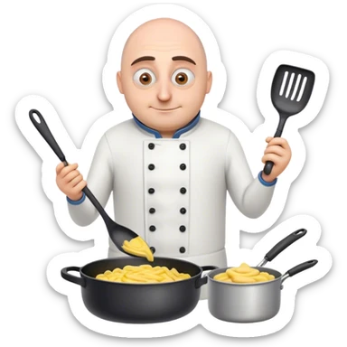 Gru cooking a minion in a pan sticker