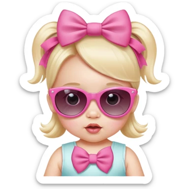 Infant Baby girl with pink bow wearing sunglasses  sticker