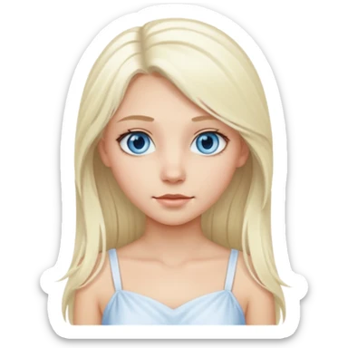 platinum blonde girl with long hair and forelocks, blue eyes. sticker