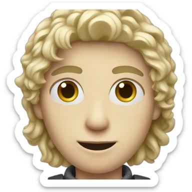 A white-skinned young man holding a camera sticker