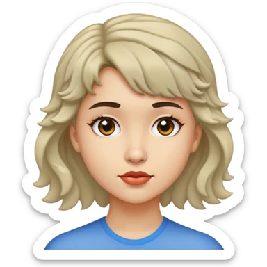 matt girl with super short mullet wavy dark hair sticker