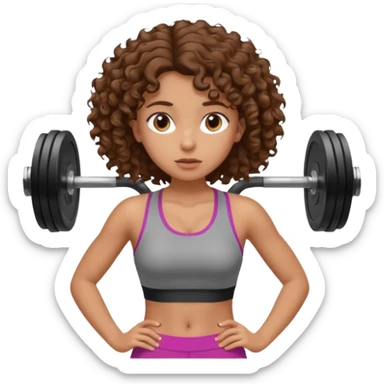 worried face, curly hair girl, gym sticker