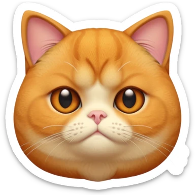 A 3D cartoon orange-ginger Exotic Shorthair cat with flat face, expressive eyes, soft fur sheen, cinematic Memoji rendering. sticker