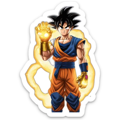 Son Goku clacking infinity gauntlet  sticker