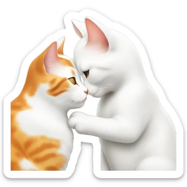 white and orange cat kissing sticker