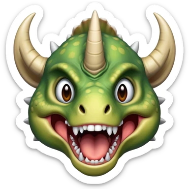 screaming face of a triceratops  sticker