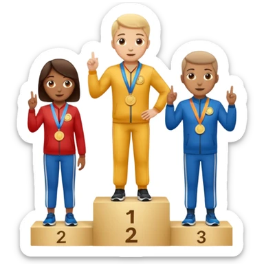 show people on podium in first, second and third place.  The podium should be labled 2, 1, 3 sticker