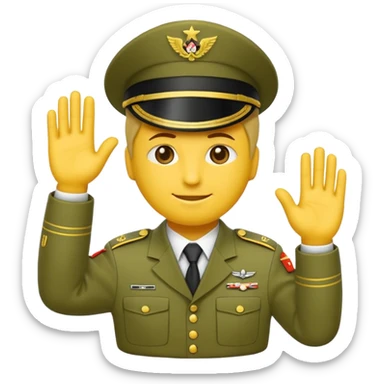 Eine salutierenden Emoji (Hautfarbe: gelb ) in Armee Klamotten männlich; salutierend mit der rechten Hand und auf der Höhe der Stirn sticker