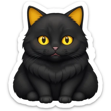 Un gato negro gordito con los ojos de color amarillos sentado sticker