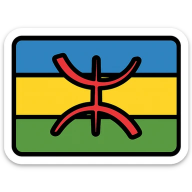 Amazigh flag with horizontal colors: blue, green, yellow, and a red Z symbol in the center, flat and modern icon style sticker