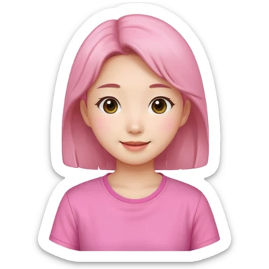 Korean girl beautiful and happy with a pink shirt sticker