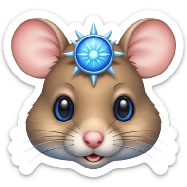A mouse face with blue sun rays sticker