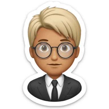 Tan skin, Man in suit with circle glasses, hair combed to the side sticker