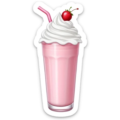 strawberry milkshake with whipped cream and cherry on top sticker