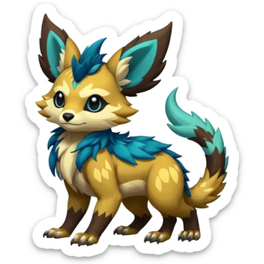 Rare realistic exotic cute epic pretty beautiful handsome gorgeous aesthetic colorful vibrant Vernid-Protogen-Primagen-Wickerbeast-species-Fakemon-creature by LiLaiRa, random markings, tufted ears, full body sticker