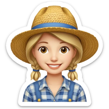 farmer woman with straw hat sticker