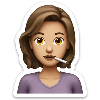 girl with brown hair smoking  sticker