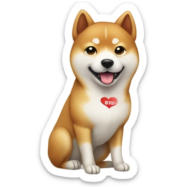 Shibi fox with a sign sticker