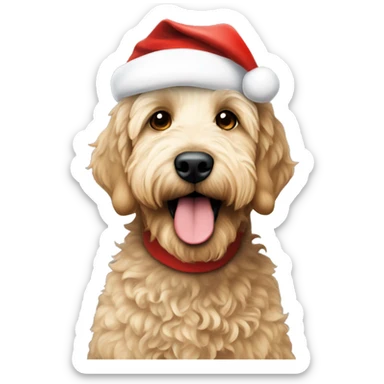 blonde labradoodle wearing santa hat sticker