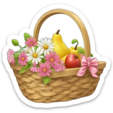picnic basket with flowers inside sticker