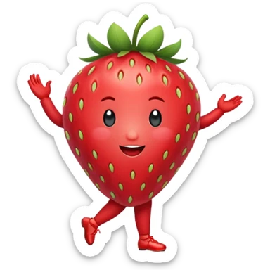 Strawberry fruit dancing ballet sticker