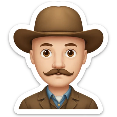 bald and mustached western man sticker