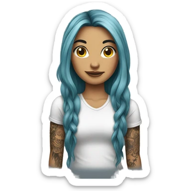 tattooed woman very attractive long hair sticker